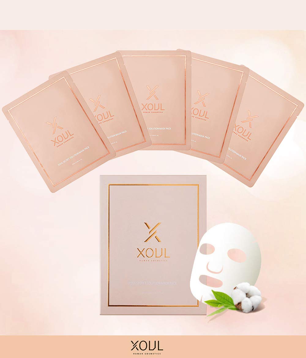 XOUL Stem Cell Secret Solution Mask Pack (5 Sheets, 1Box), Brightening, Moisturizing, Anti-Aging, Rejuvenation