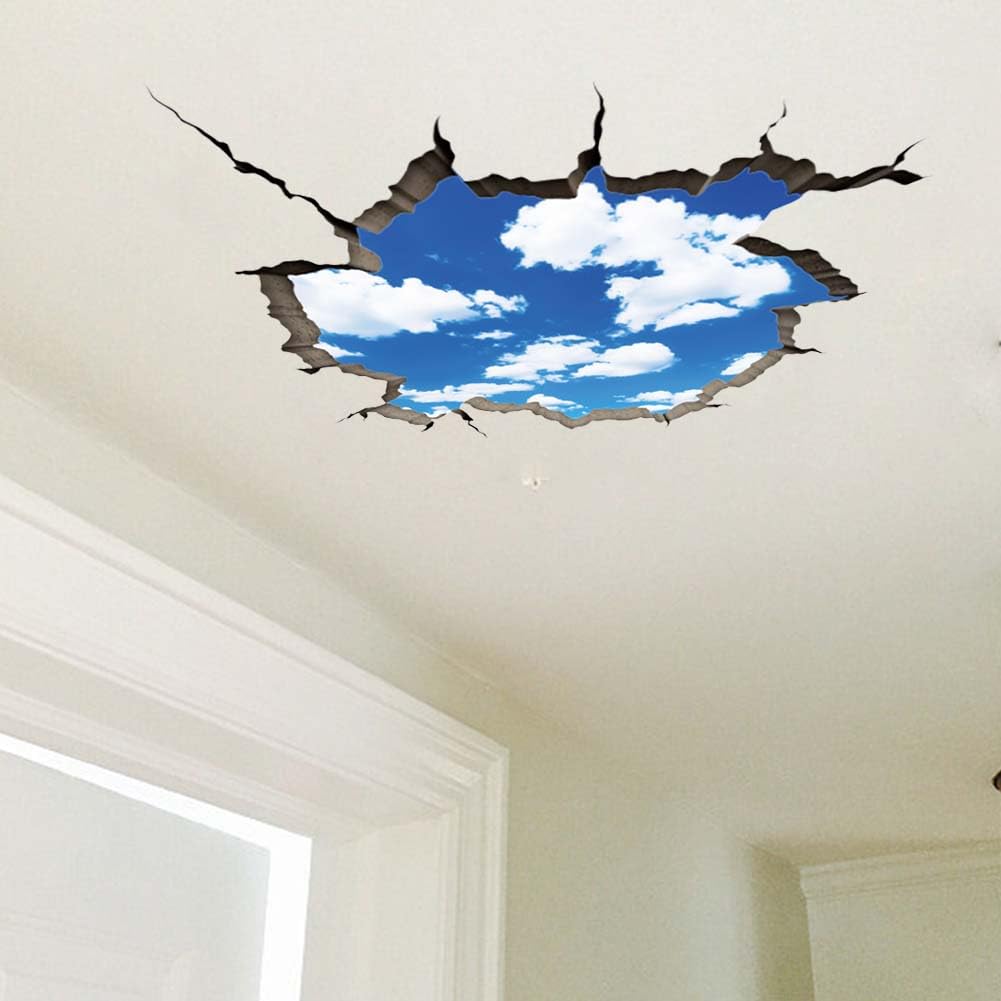 SUPERDANT Clouds 3D Wall Sticker Funny Sky Wall Decals 3D Ceiling Vinyl Watercolor Art Decor for Kids Room Living Room Nursery Bedroom Playroom Ceiling Wall Decor