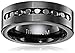 Sz 10.0 Men's Black Titanium Ring Wedding Engagement Band with 9 Large Channel Set Black CZ, 8mm