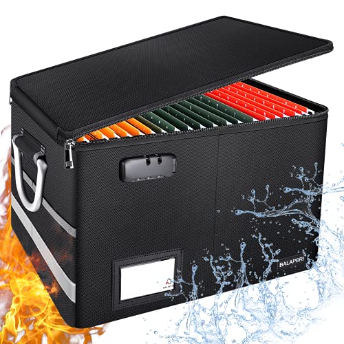 File Box Fireproof Box with Lock, BALAPERI Collapsible File Organizer
