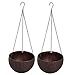 QEESTARS 2 pcs Round Plastic Resin Chain Basket Hanging Planter Hanging Flowers and Plants,Growers Hanging Planter Decor Pot with Watering Can