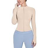 Gacaky Women's Slim Fit Lightweight Athletic Full Zip Stretchy Workout Running Track Jacket with Thumb Holes
