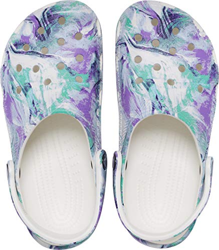 white tie dye crocs