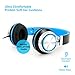 Sound Intone HD200 Headphones with Microphone Lightweight Folding Stereo Earphones for iPhone,PC,Laptop, Android Smartphones,Tablet (Black/Blue)