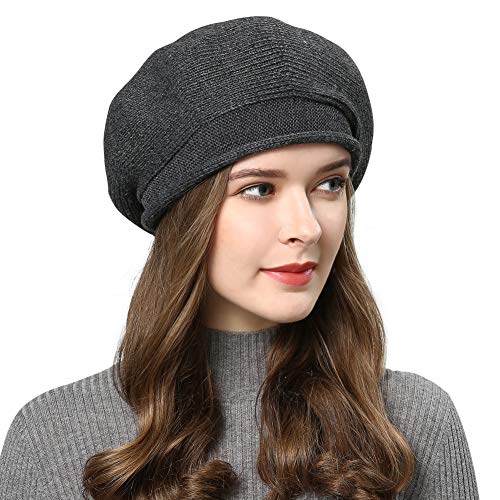 FURHATMALL French Style Beret Hats for Women Wool Knit Stretchable Artist Hats