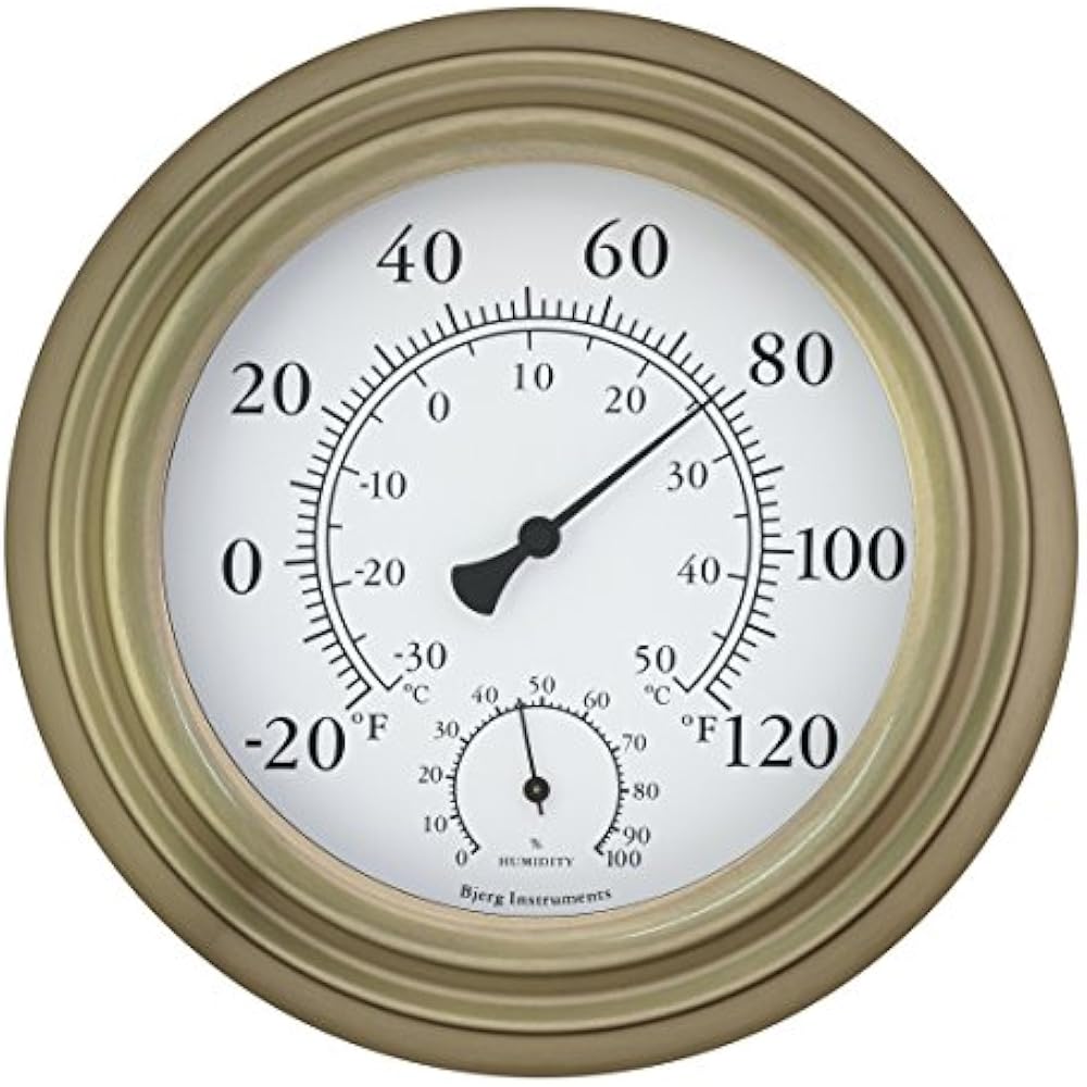 Antique Brass 8" Decorative Indoor/Outdoor Thermometer And Hygrometer