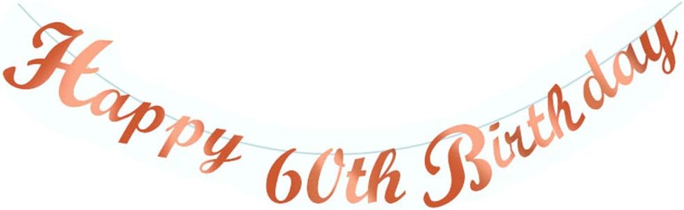 Rzctukltd Happy Birthday Bunting Banner 18/21st/30/40/50/60 Party Decor (Rose Gold, 60th)