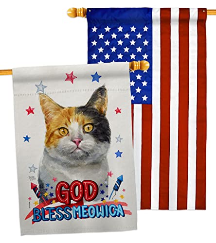 Breeze Decor Patriotic Dilute Calico House Flag Pack Cat Kitten Meow Spoiled Pa…