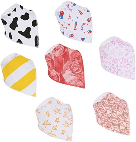 MOMANDWARMTH Baby Bibs Bandana Bib For Drooling And Teething 7 Pack Super Absorbent Hypoallergenic Unisex 100% Organic Cotton Drool Bibs Size 9.8x9.0x0.6 Inch