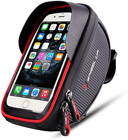 Bike Bag, Waterproof Touch Screen Bicycle Handlebar Bags Front Phone Frame for all Cycling Accesories For iPhone 8 7 Plus 6s 6 plus 5s 5/Samsung Galaxy s7 s6 note 7 Cellphone Below 6.0 Inch With Sun