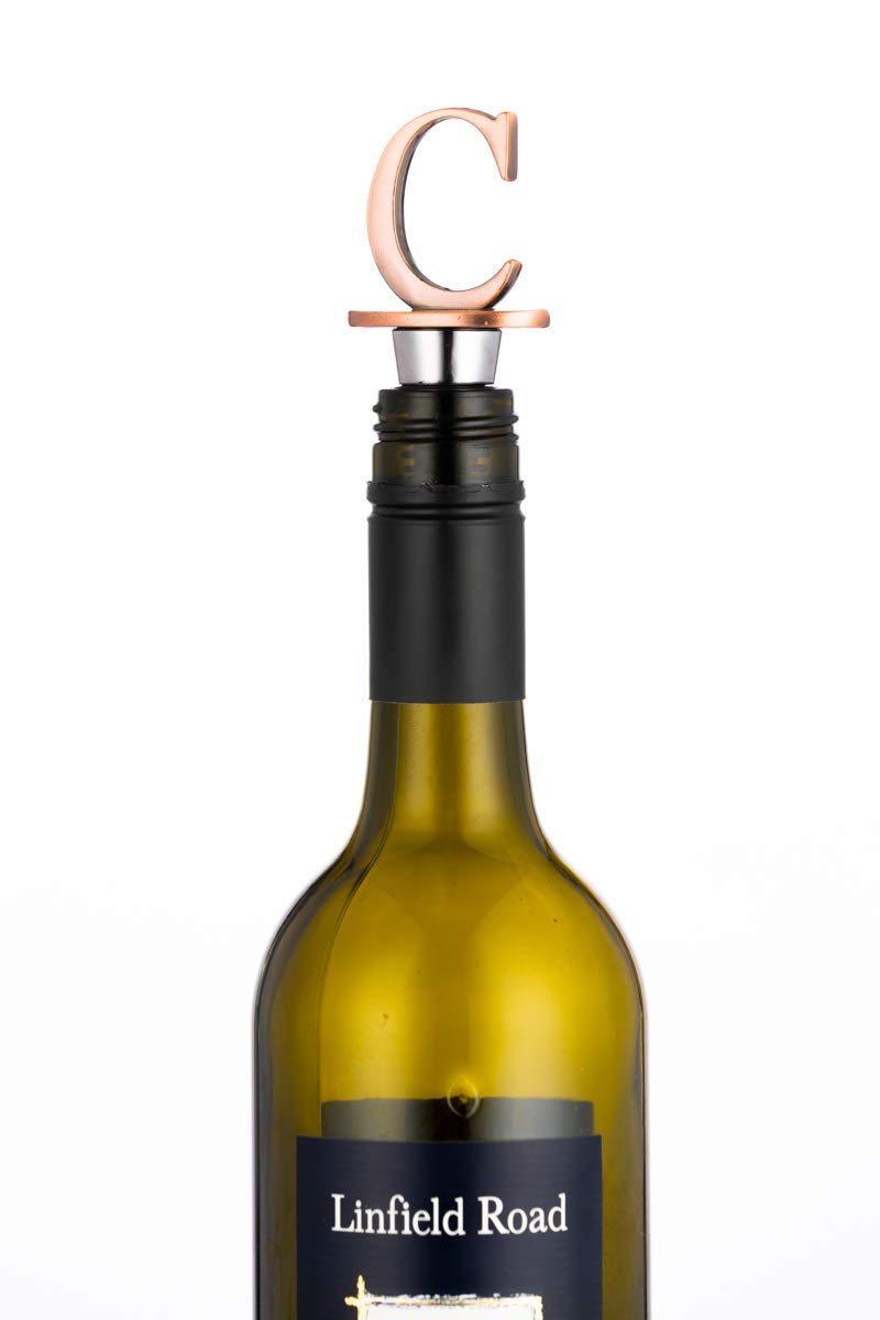 Wine Stoppers,Reusable Wine Preserver,Zinc Alloy and Food Grade Silicone Material,New DIY Letter-shaped Wine Bottle Stopper Funny Gift (Letters C)