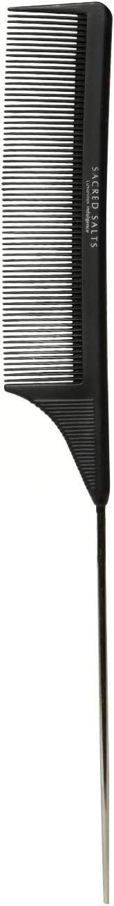 Plastic Black Carbon Rat tail Combs Pin tail comb 100% Anti static 120℃ Heat Resistant Metal parting combs with Non-skid Paddle for hair styling