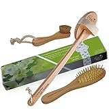 ULTIMATE DRY BODY BRUSH-100% Natural, Long Curved Handle, Detachable Head, Ideal to Improve Circulation, Detox, Reduce Cellulite, Glowing Skin. FREE Travel Pouch. FREE eBook. 100% Moneyback Guarantee.