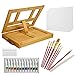 U.S. Art Supply Complete Artist Acrylic Painting Set with Wood Desk Table Easel with Storage Drawer - 12 Vivid Acrylic Paint Colors, 4 Brushes, 3 Canvas Panels, Painting Palette & Knife, HB Pencil