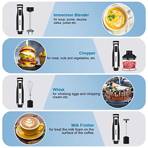 Immersion Hand Blender, 800W Stick Blender, 20 Speed Stainless Steel