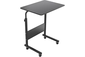 soges 23.6 inches Adjustable Mobile Desk, Small Rolling Lapdesk, Movable Sit-Stand Laptop Table, Standing Computer Desk Cart Tray for Bed Sofa Couch, Black