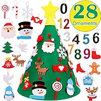 Hokic 3D DIY Felt Christmas Tree with 28 Ornaments Upgraded Hanging Ornaments Xmas Gift DIY Christmas Tree for Kids Toddlers Christmas Home Decorations