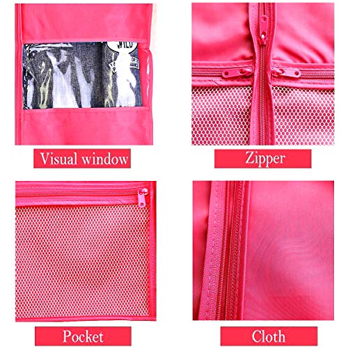 Kernorv Garment Bags for Dance Costumes, Set of 5 Breathable Dust-Proof Garment Bags 51" Dance Garment Bags with Pockets for Dance Costumes, Dress, Jacket, Storage or Travel (Pink) - Thumbnail 2