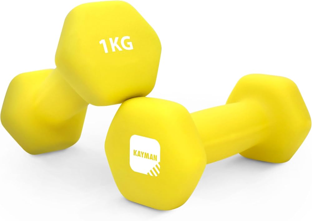 KAYMAN Neoprene Dumbbells 1-10kg Set Anti-Slip Grips with Poster