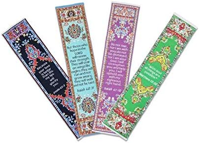 Logos Trading Post Silky Yarn Bookmarks 4 Pack | Colorful Arrangements | Four Unique Bible Verses in Each Selection | Great for Home, Church, Work, Office or Anywhere - Assortment #6