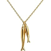 Acun Sardine Fish Pendant Coastal Necklace for Women Beaded Ocean Jewelry Boho Beach Charm Gold Fish Jewelry Gift