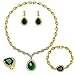 MOOCHI Women Gold Plated Green Cubic Zirconia CZ Crystal Jewelry Set Necklace Earrings Bracelet Ring