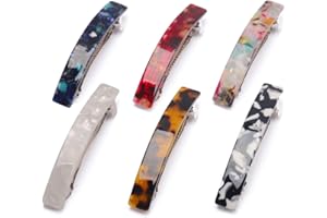 SUMAJU 6 Pcs Hair Barrettes for Women,Tortoise Shell Hair Clips Girls Mom Acetate French Design Hair Accessories