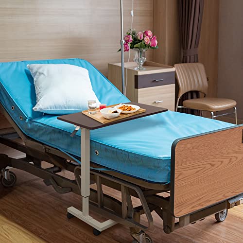 Medacure Hospital Bed Table, Mahogany Overbed Table with Wheels