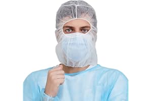 Greenour Case of 1000 Disposable Hood Caps Full Head Covers Hairnet Beard Cover Hooded Caps White