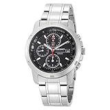 Seiko Men’s SNDB03 Stainless Steel Chronograph Black Dial Watch