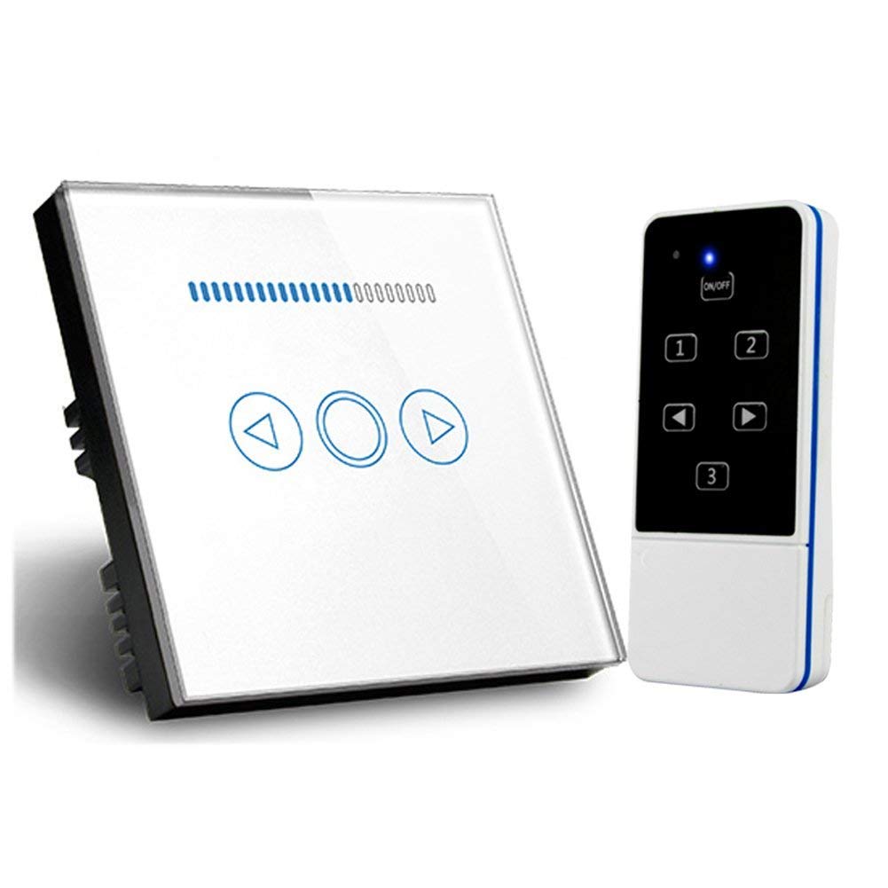 Touch Dimmer Switch UK Standard Crystal Touch Glass Remote Control Light Smart Switch (White)