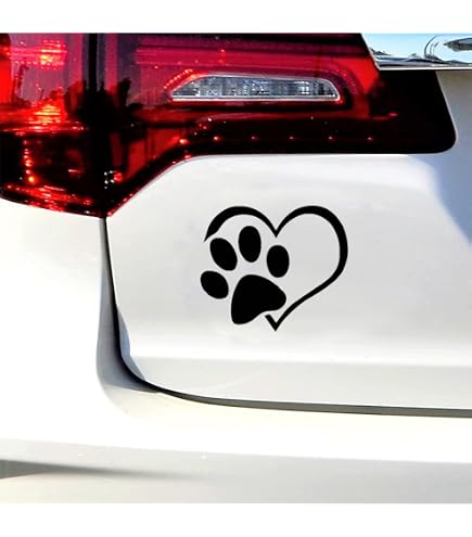 4 Autocollants Vitre Cœur Avec Empreinte De Patte De Chien - Choix De La Couleur Du Vinyle - Neuf