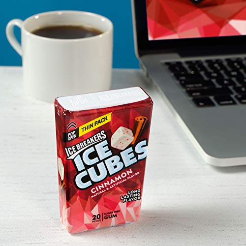 ICE BREAKERS ICE CUBES Cinnamon Flavored Sugar Free Chewing Gum, Made