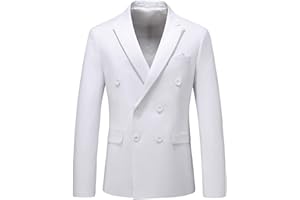 UNINUKOO Mens Suit Jacket Double Breasted Blazer Men Slim Fit Casual Prom Wedding Daily Tux Suit Coats Blazer