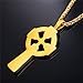 U7 Antique Celtic Cross Necklace for Men 18K Gold Plated Rope Chain Irish Knot Cross Pendant