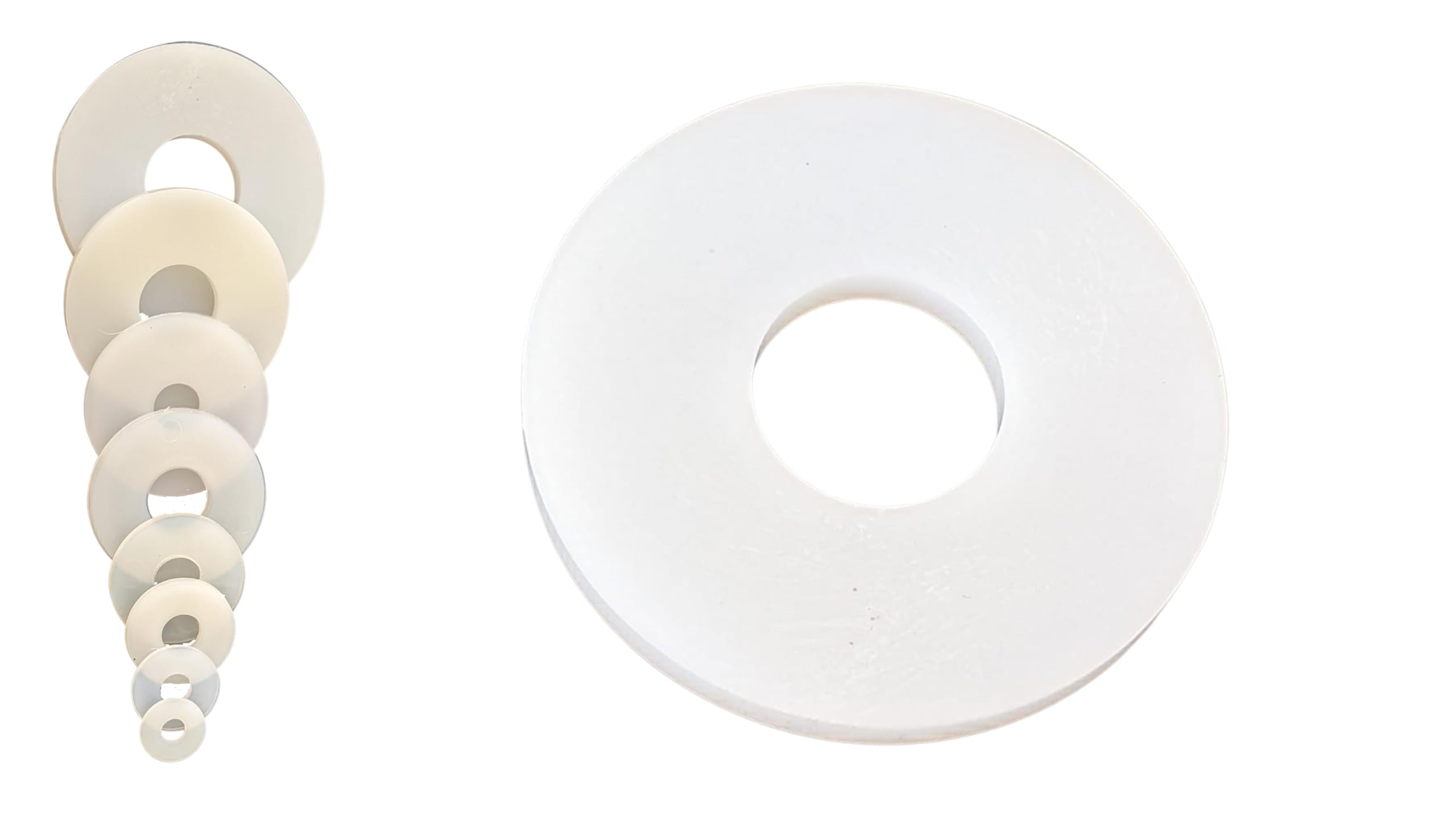 Nylon White Penny Washers Plastic Repair Washer M3 M4 M5 M6 M8 M10 M12 - Pack of 6 (M12 x 40mm)