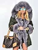 Roiii Women's Warm Winter Coat Hood Parka Overcoat Faux Fur Jacket Outwear