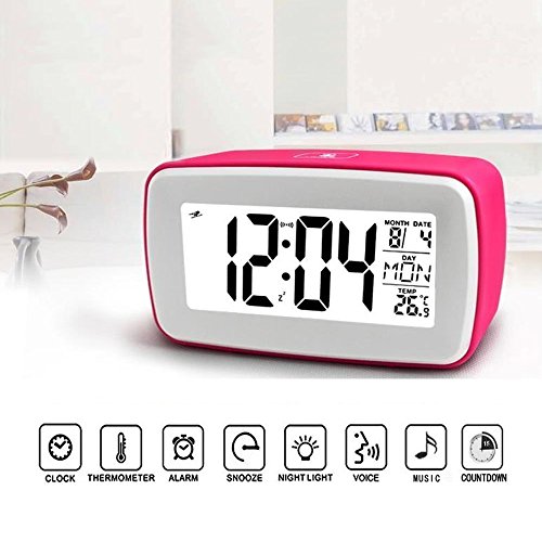 GoldMice Voice Recording Digital Snooze Alarm Clock with LCD Large