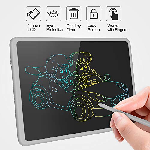 Tecboss LCD Writing Tablet Colorful Large Screen, Electronic Digital Drawing Board Doodle Pad for Office School Home (Gray, 11 Inch)