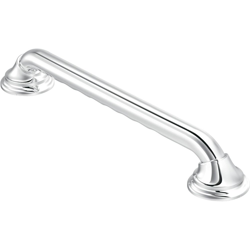 Moen Chrome Bathroom Safety 12-Inch Designer Shower Grab Bar with Curled Grip for Handicapped or Elderly, R8712D3GCH