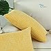 CaliTime Throw Pillow Covers Pack of 2 Comfy Corduroy Corn Striped Waffle Decorative Cushion Cases for Couch Sofa Bed Farmhouse 12 X 20 Inches Gold Yellow