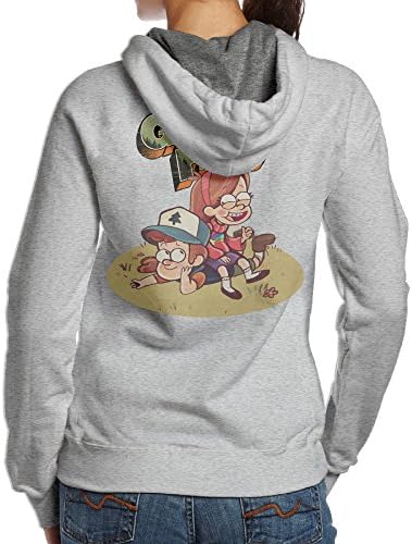 Kystal Gravity Falls Dipper's And Mabel's Women's BlackPrint Hooded Size S Ash