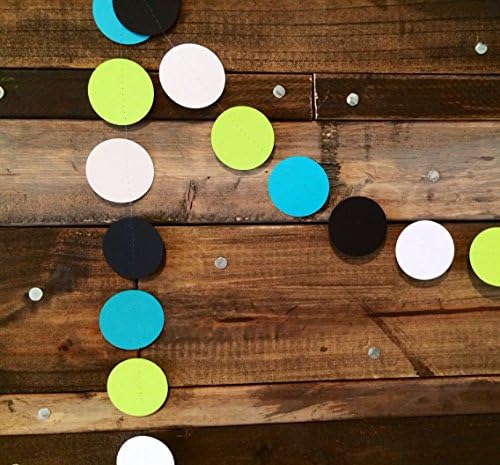 Turquoise, Black, White and Lime Green Paper Garland
