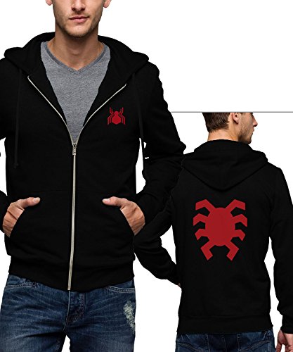 Men Spider-Man Civil War Logo Zip up Hoodie | Black, M