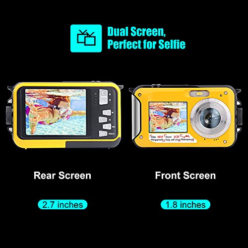 S&P Safe And Perfect Underwater Camera - 2.7K 48MP Waterproof Digital Camera With Dual Screens, 10ft Depth
