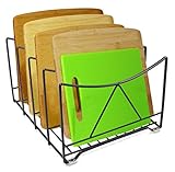 IZLIF Kitchen Pantry Organizer Cutting Board Holder Rack 7.25 inch High 4 Slot, Black