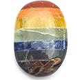 Seven Chakra, Natural Oval Worry Stones, Palm Pocket Energy Stone, Healing Crystal, Worry Thumb Stone, Hand Carved Natural Gem Pocket Palm Healing Crystals Chakra Reiki Healing Balancing