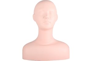 Lwuey Multi Function Makeup Practice Model, Esthetics Soft Mannequin Head with Shoulders Massage Wig Hat Display Silicone PVC Skin Texture Facial Practicing for Salons Cosmetology School Students