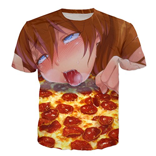 Huech Hoodies Sweatshirt Funny 3d Print Pizza Ahegao Autumn Winter Men's Long Sleeve Pullovers Tracksuit Plus Size T Shirt XL