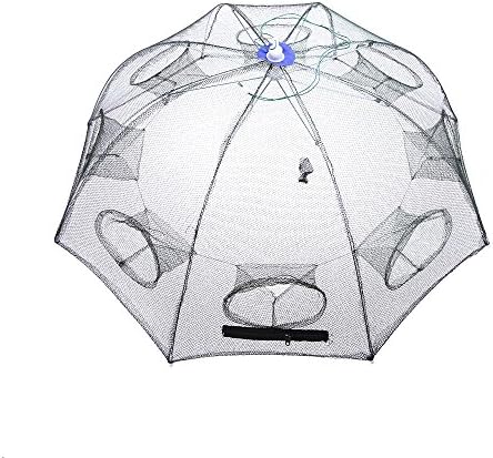Sygrand(TM) Automatic Fishing Net 93 93cm Shrimp Cage Nylon Foldable Crab Fish Trap Cast Net 8 Holes Large Cast Fishing Net